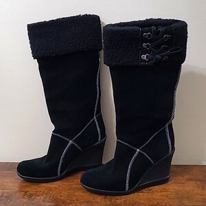 Kenneth Cole Reaction women's leather wedge boots size 6.5